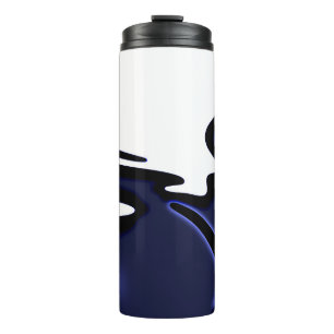 Blue Moon: Abstract Blue, White & Black Thermal Tumbler