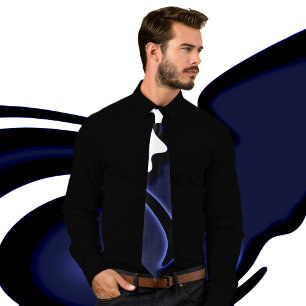 Blue Moon: Abstract Blue, White & Black Tie