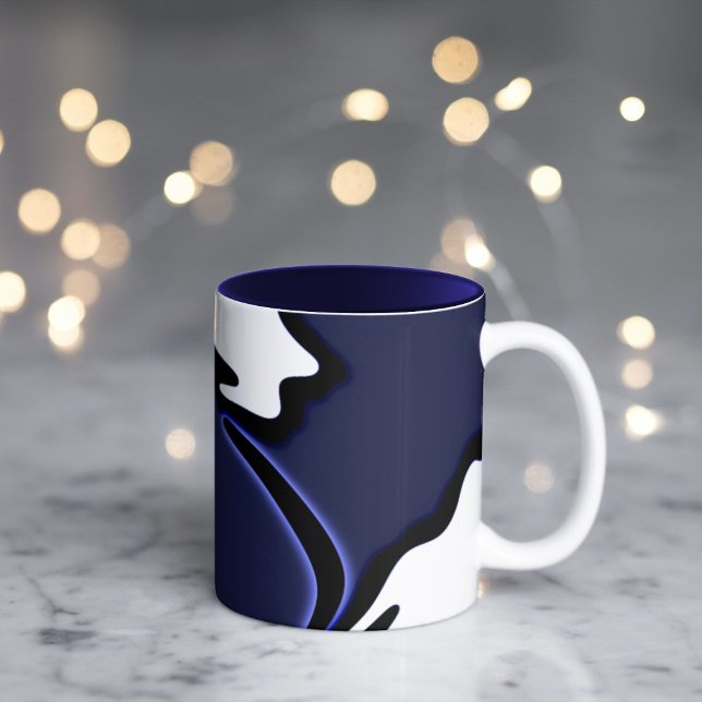 Blue Moon: Abstract Blue, White & Black Two-Tone Coffee Mug (Creator Uploaded)