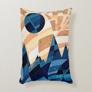 Blue Moon and Mountains Textural Accent Pillow