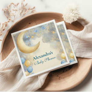 Blue Moon and Stars Baby Shower Napkin
