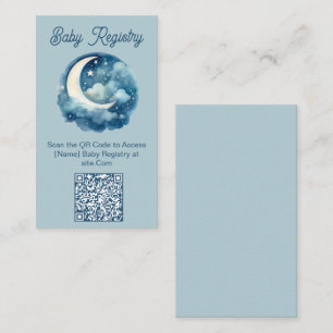 Blue moon and stars baby shower QR Code Registry Enclosure Card