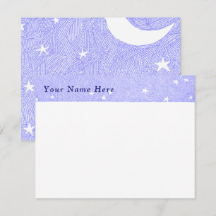 Blue Moon and Stars Etching Custom  Card