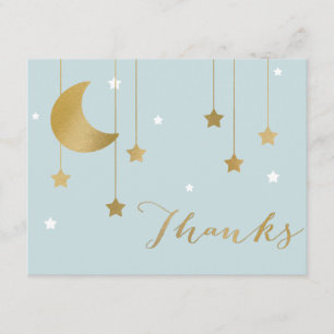 Blue Moon and Stars Flat Thank You Note Enclosure Card