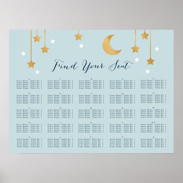 Blue Moon and Stars, seating chart (Front)