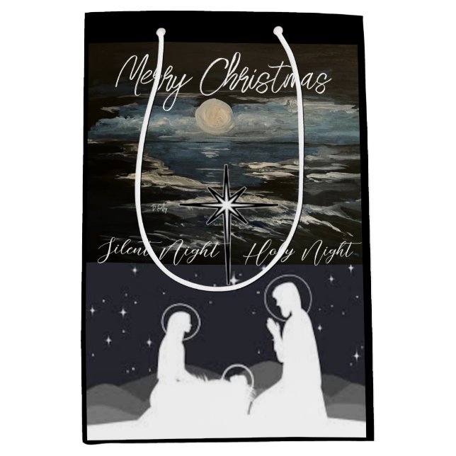 Blue Moon Christmas Nativity  Medium Gift Bag (Front)
