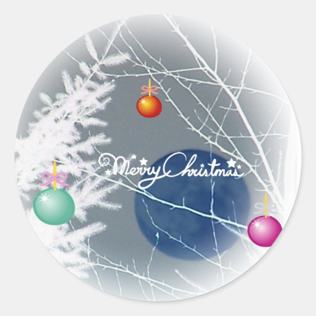 Blue Moon Christmas Sticker (Front)