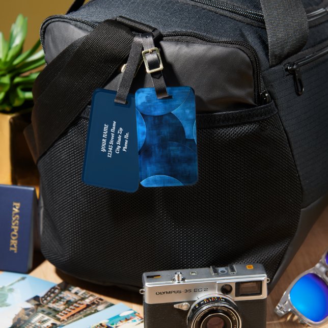 Blue Moon Circles Luggage Tag (Front & Back)