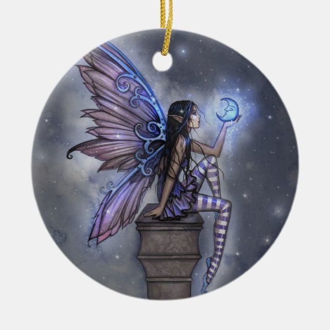 Blue Moon Fairy Fantasy Ornament (Front)