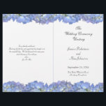 Blue Moon Folded Floral Wedding Program Template<br><div class="desc">Light blue floral border, folded wedding programs. Print your own wedding ceremony programs on decorated paper. Both sides of 8.5 x 11 inch paper have templates for information including a thank-you note from the bride and groom. Blue hydrangea flowers border the top and bottom, and paper must be folded after...</div>