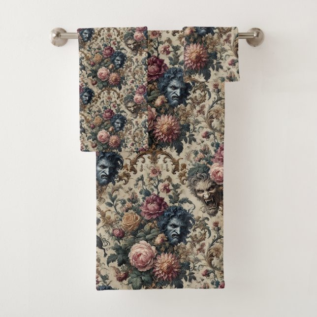 Blue Moon Grimoire – Gothic Victorian Bath Towel Set (Insitu)