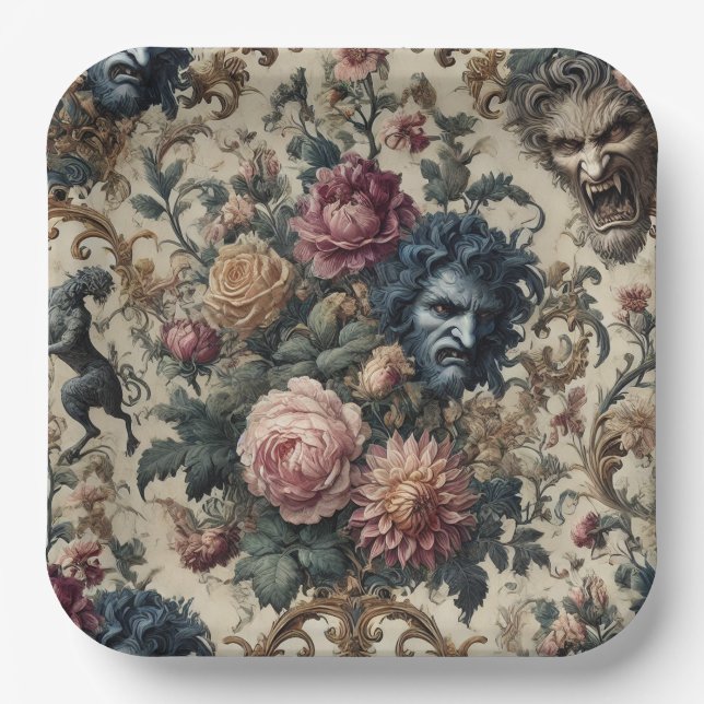 Blue Moon Grimoire – Gothic Victorian Paper Plate (Front)