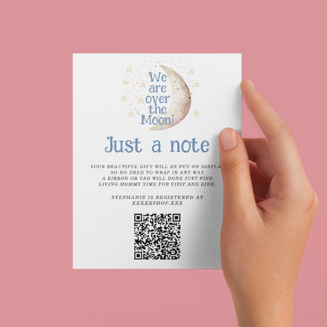 Blue Moon Just a Note Baby Shower  Enclosure Card (Creator Uploaded)