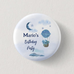 Blue moon little elephant birthday boy 3 cm round badge