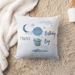 Blue moon little elephant birthday boy cushion