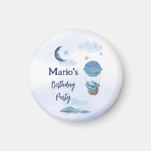 Blue moon little elephant birthday boy magnet