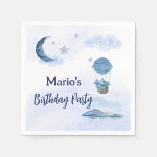 Blue moon little elephant birthday boy napkin
