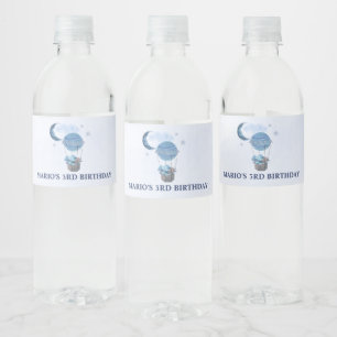 Blue moon little elephant Birthday Party Water Bottle Label