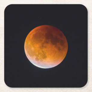 Blue Moon Lunar Eclipse Washington State Square Paper Coaster