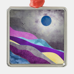 Blue Moon Metal Ornament
