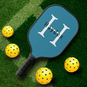 Blue Moon Modern Monogram Cute Trendy Simple Pickleball Paddle