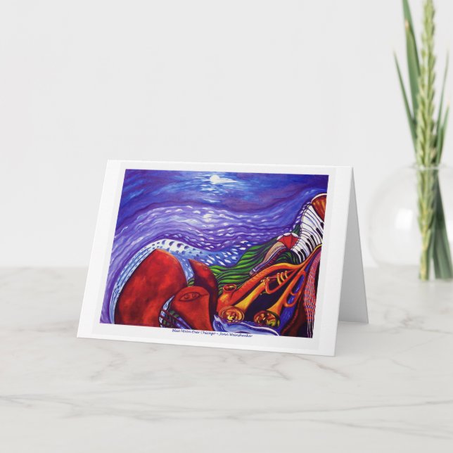 Blue Moon Over Chicago GREETING CARD (Front)