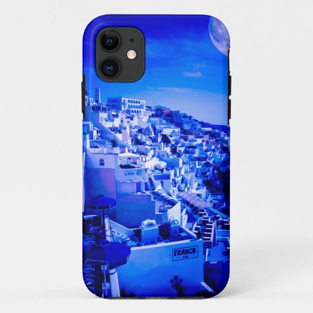 Blue Moon Over Fira Santorini Case-Mate iPhone Case (Back)