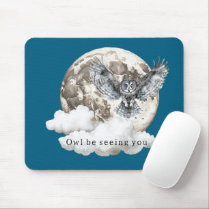 Blue Moon Owl Be Seeing You Mouse Pad