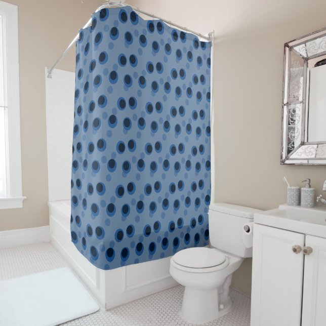 Blue Moon Rings Shower Curtain (In Situ)