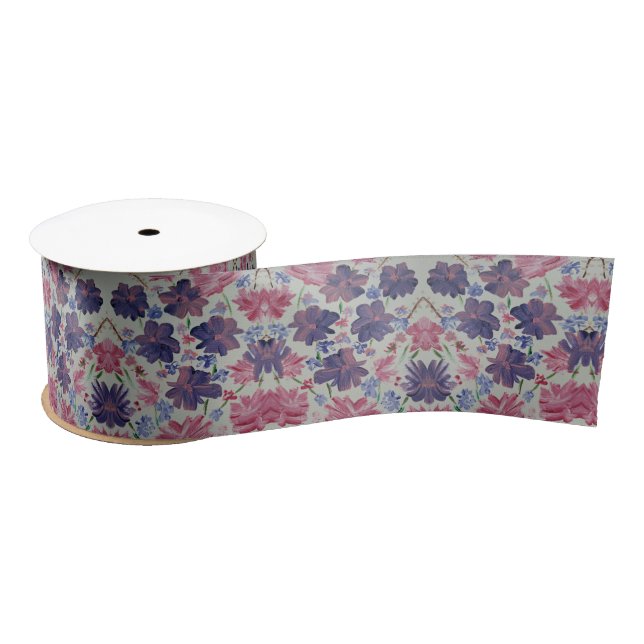 Blue Moon Rose Floral Satin Gift Ribbon (Spool)