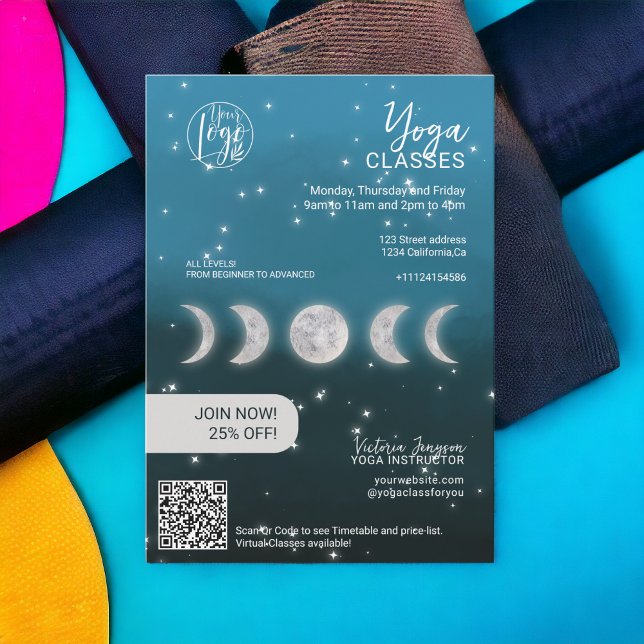 Blue moon star Yoga instructor studio classes Invitation (Blue moon star Yoga instructor studio classes)