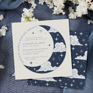 Blue Moon & Stars Celestial Wedding Invitation