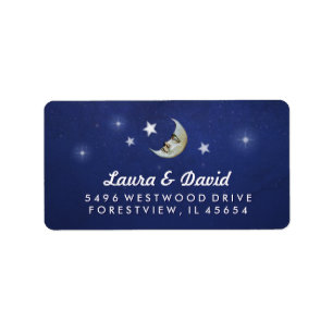 Blue Moon & Stars Matching Wedding Address Label