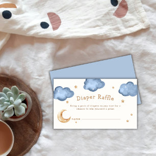 Blue Moon Stars Twinkle Diaper Raffle Baby Shower Enclosure Card