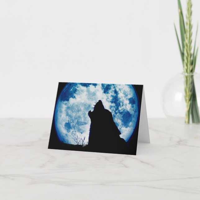 Blue Moon Wolf Note Card (Front)