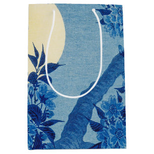 Blue Moonlit Tree: Japanese Cherry Blossom Night Medium Gift Bag