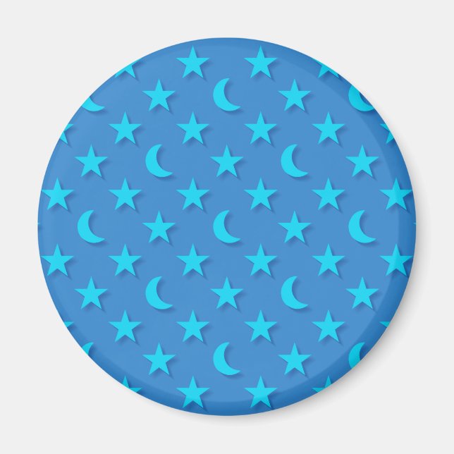 Blue moons and stars pattern magnet (Front)