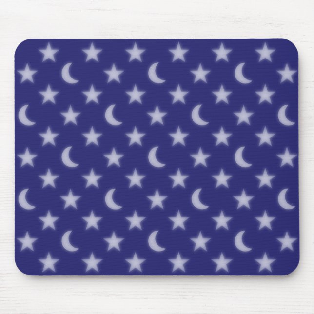 Blue moons and stars pattern mouse pad (Front)