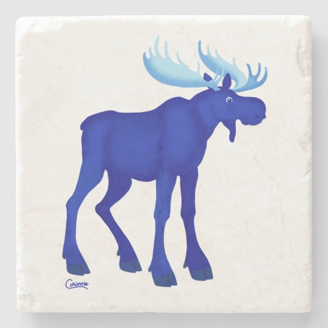 Blue Moose - Marble Coaster (Front)