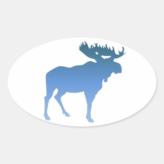 Blue Moose Oval Sticker (Front)