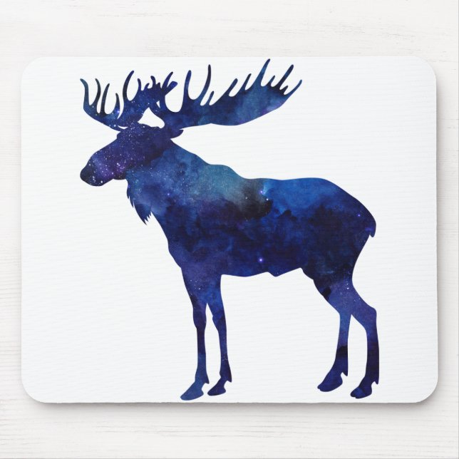 Blue Moose Silhouette Mouse Pad (Front)