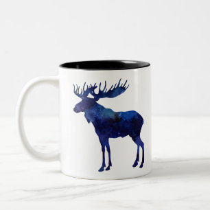 Blue Moose Silhouette Two-Tone Coffee Mug