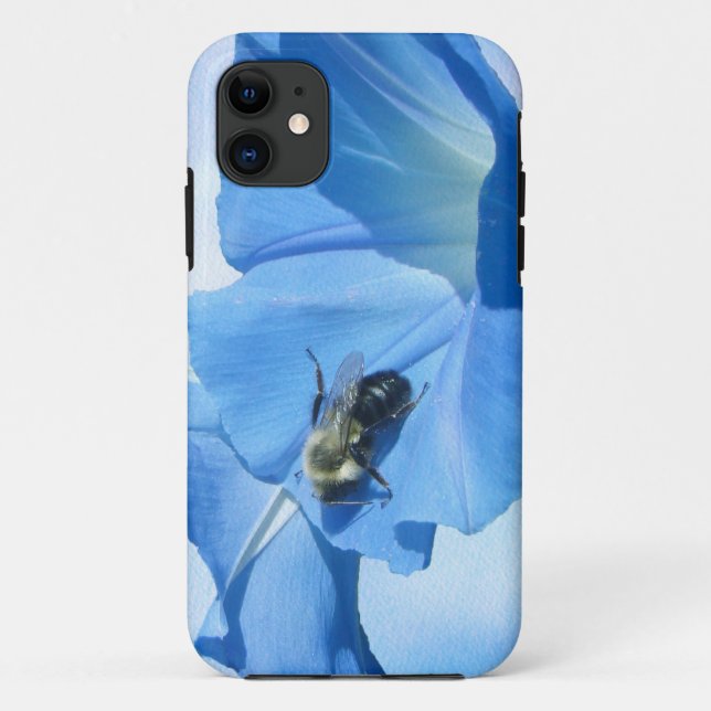 Blue Morning Glory and Bumblebee Case-Mate iPhone Case (Back)