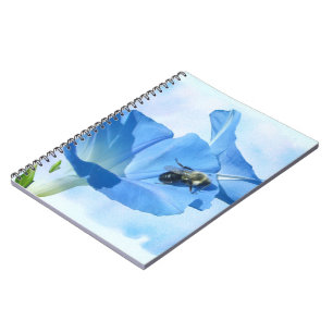 Blue Morning Glory and Bumblebee Notebook