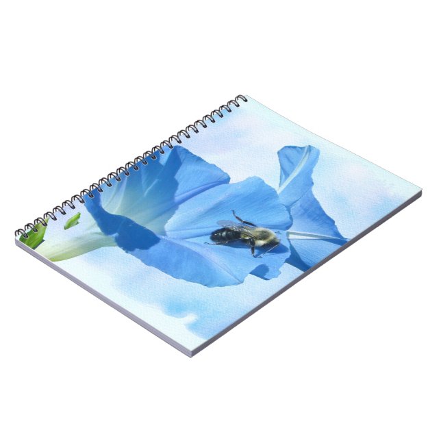 Blue Morning Glory and Bumblebee Notebook (Left Side)