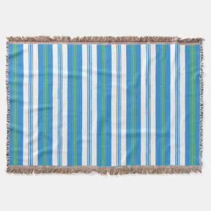 Blue Morning Glory Deckchair Stripe Throw Blanket