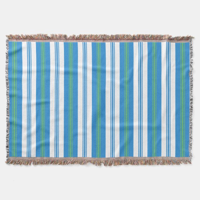 Blue Morning Glory Deckchair Stripe Throw Blanket (Front)
