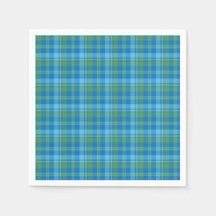 Blue Morning Glory Plaid Pack of Paper Napkins