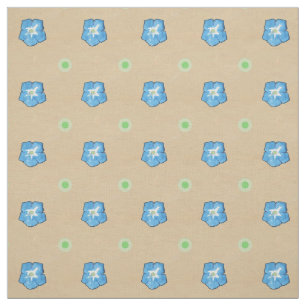 Blue Morning Glory Polka Dots on Taupe Fabric