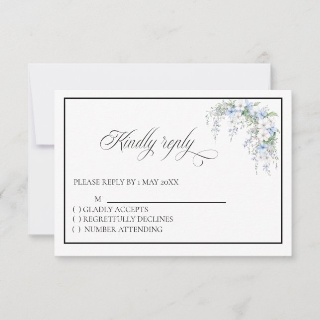 Blue Morning Glory RSVP card (Front)